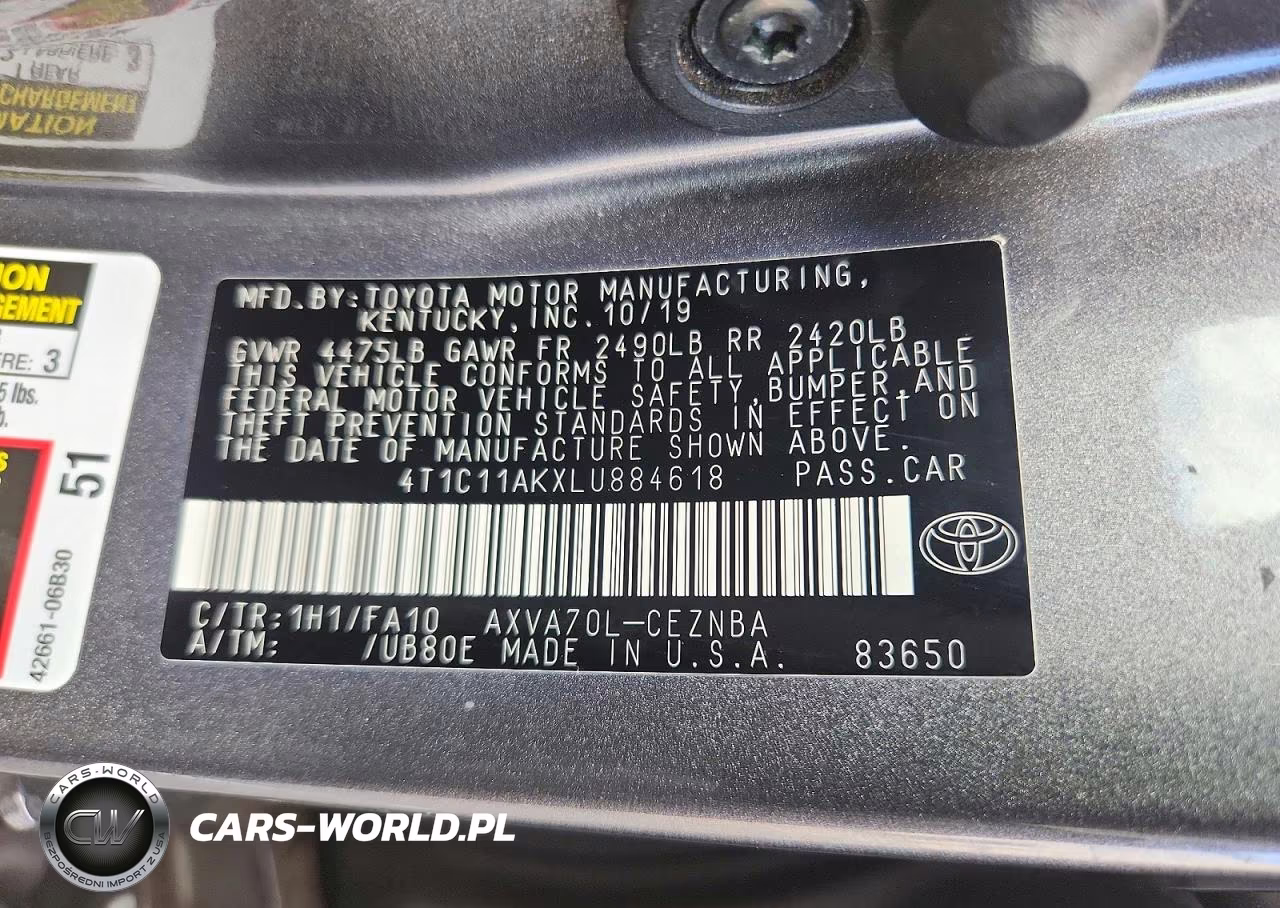 2020 Toyota Camry Le VIN:4T1C11AKXLU884618 - 12