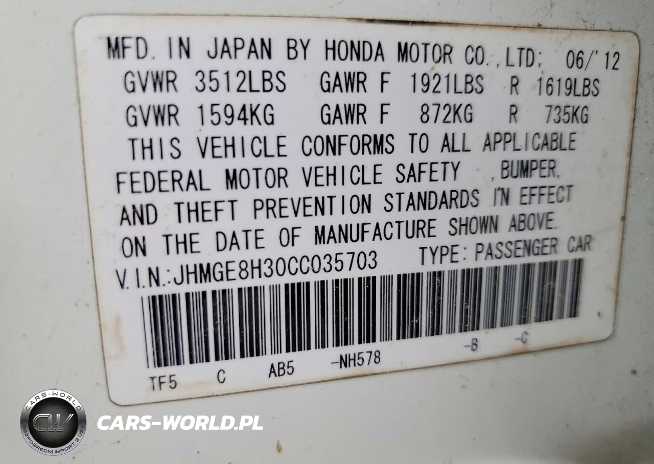 2012 Honda Fit VIN:JHMGE8H30CC035703 - 12