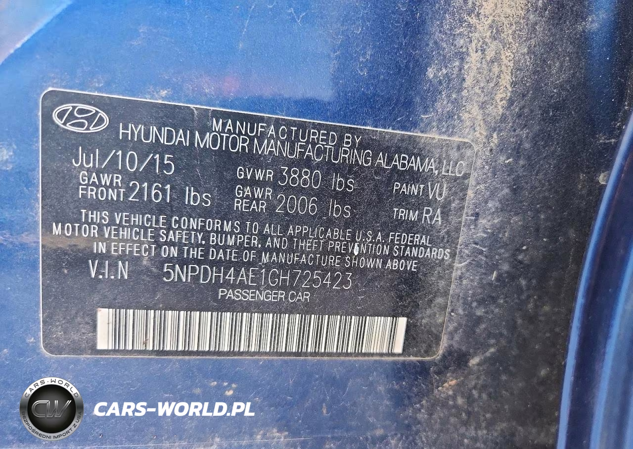 2016 Hyundai Elantra Se VIN:5NPDH4AE1GH725423 - 12