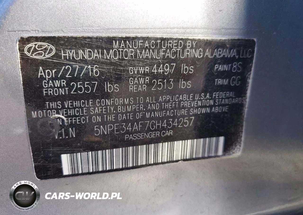 2016 Hyundai Sonata Sport VIN:5NPE34AF7GH434257 - 12
