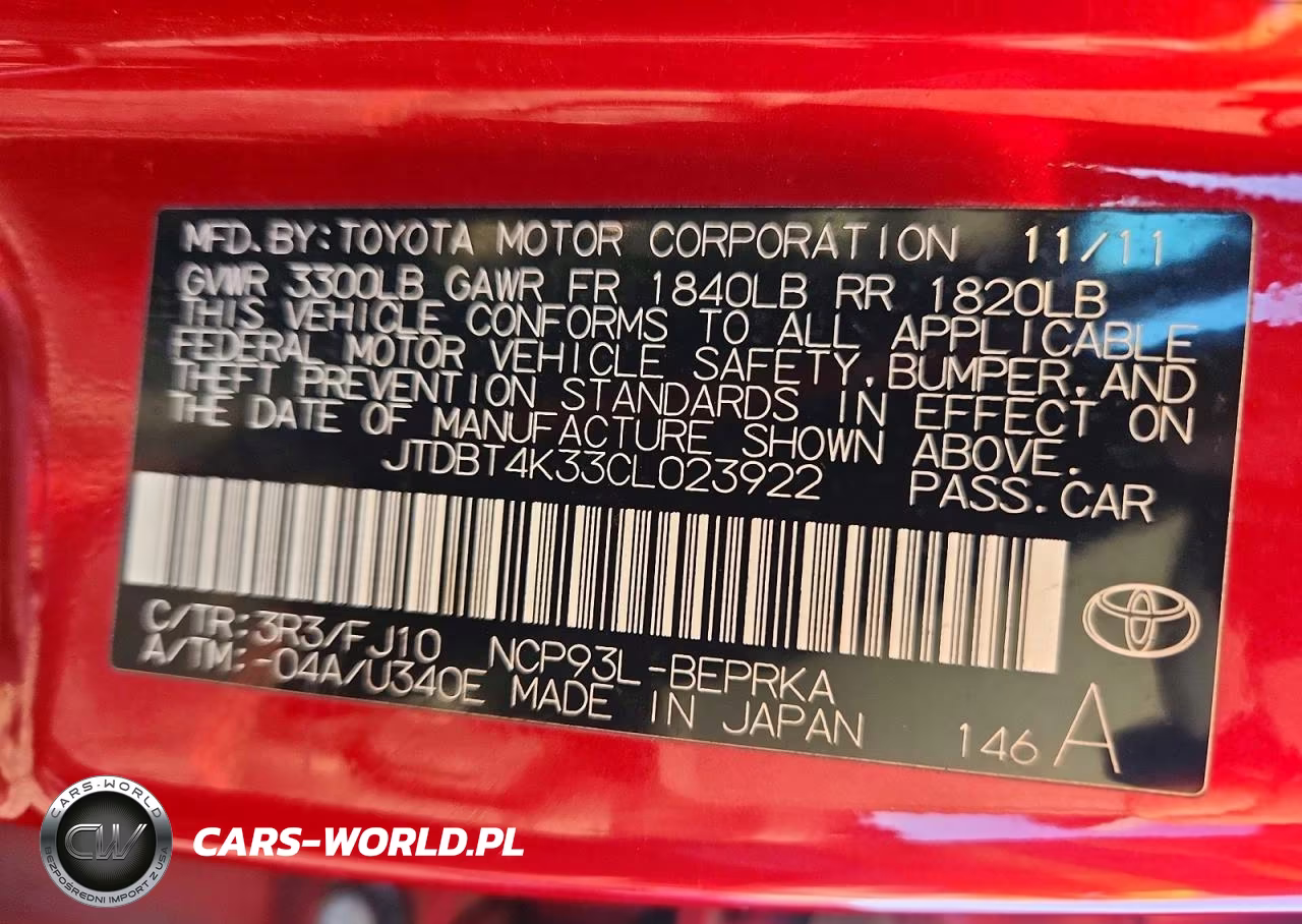 2012 Toyota Yaris Fleet VIN:JTDBT4K33CL023922 - 12
