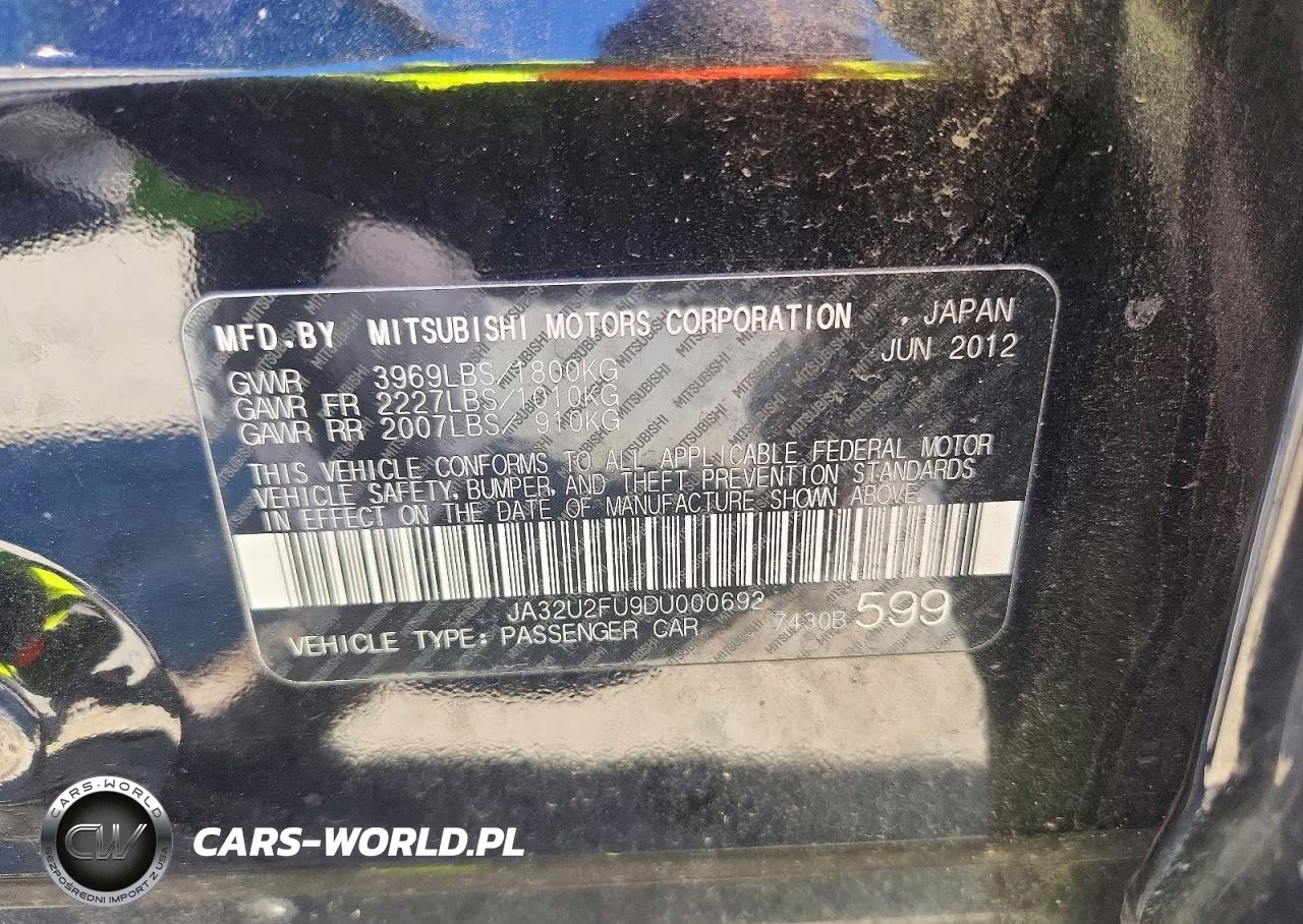 2013 Mitsubishi Lancer Es-Es Sport VIN:JA32U2FU9DU000692 - 12
