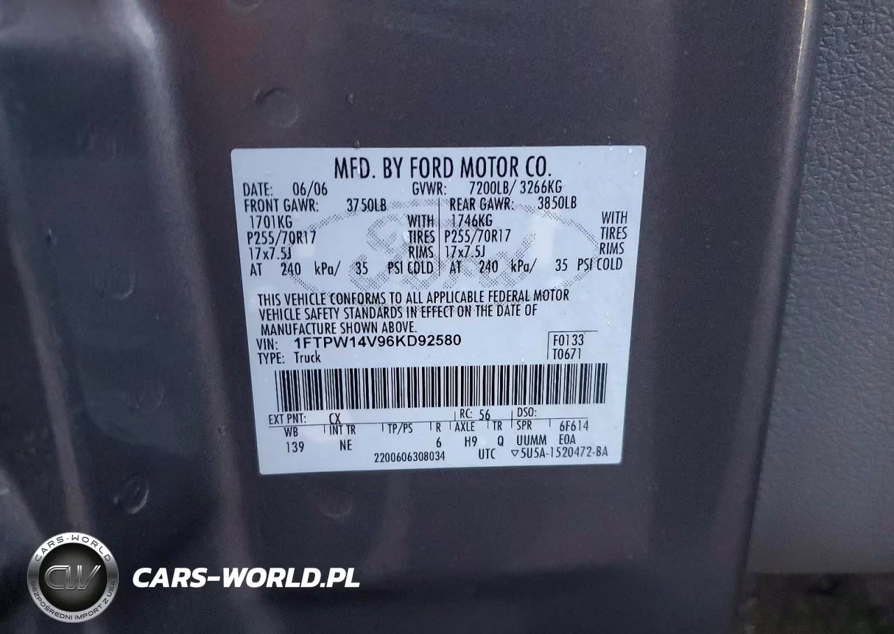 2006 Ford F150 Supercrew VIN:1FTPW14V96KD92580 - 13