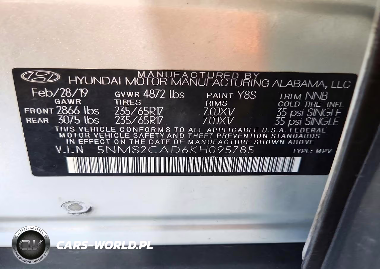 2019 Hyundai Santa Fe Se VIN:5NMS2CAD6KH095785 - 13