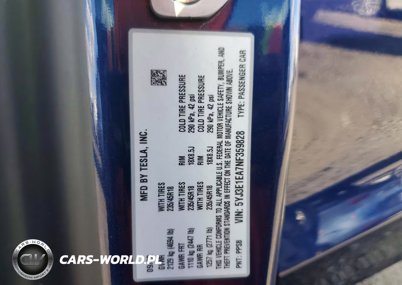 2022 Tesla Model 3 VIN:5YJ3E1EA7NF359828 - 12