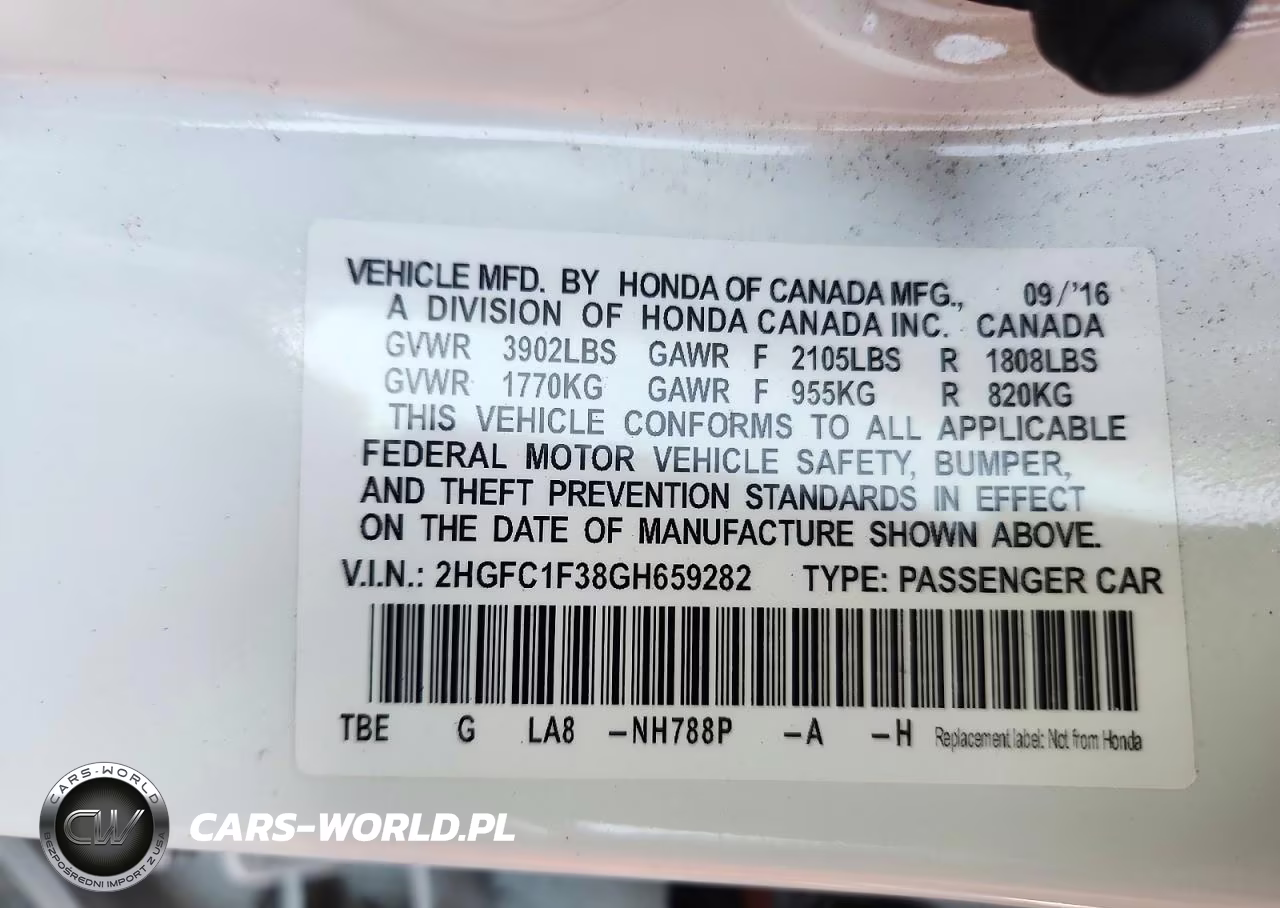 2016 Honda Civic Ex-T VIN:2HGFC1F38GH659282 - 12
