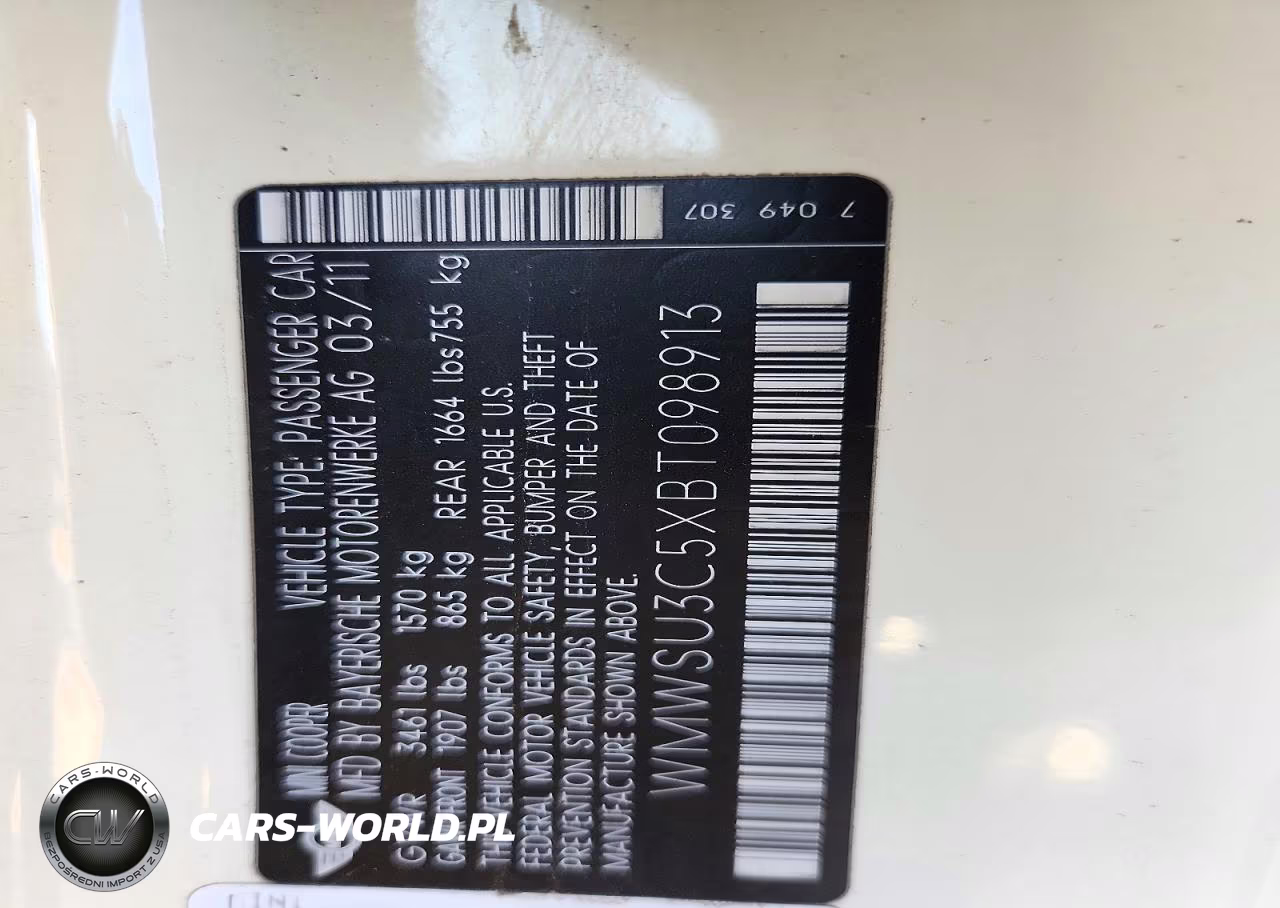 2011 Mini Cooper VIN:WMWSU3C5XBT098913 - 12