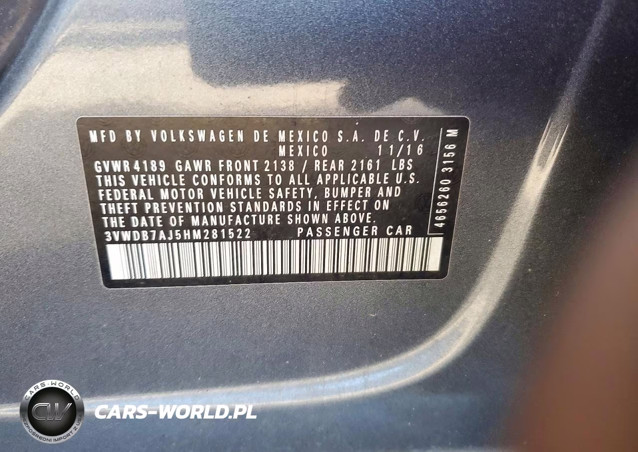 2017 Volkswagen Jetta Se VIN:3VWDB7AJ5HM281522 - 12