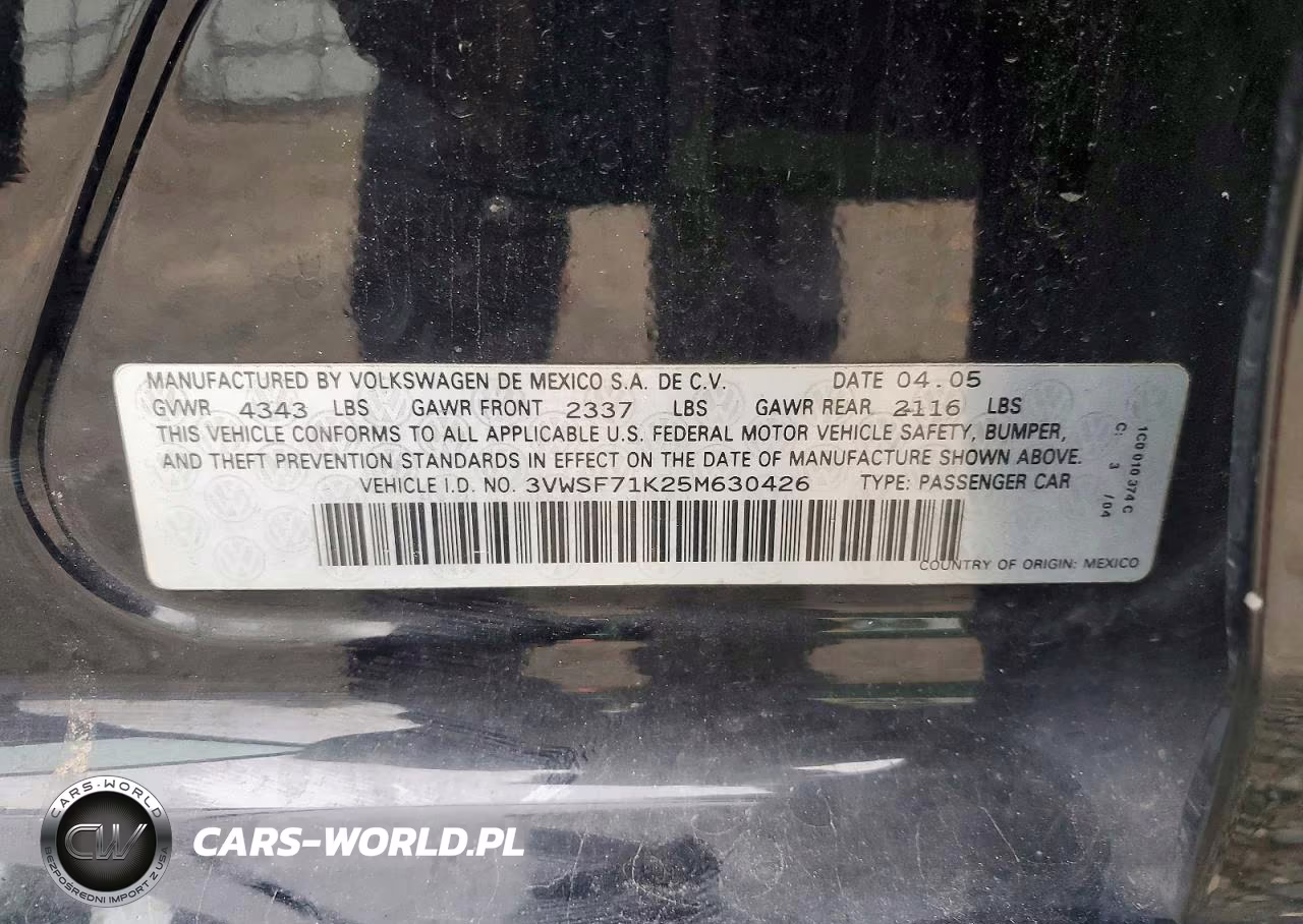 2005 Volkswagen New Jetta 2.5L Option Package 1 VIN:3VWSF71K25M630426 - 12