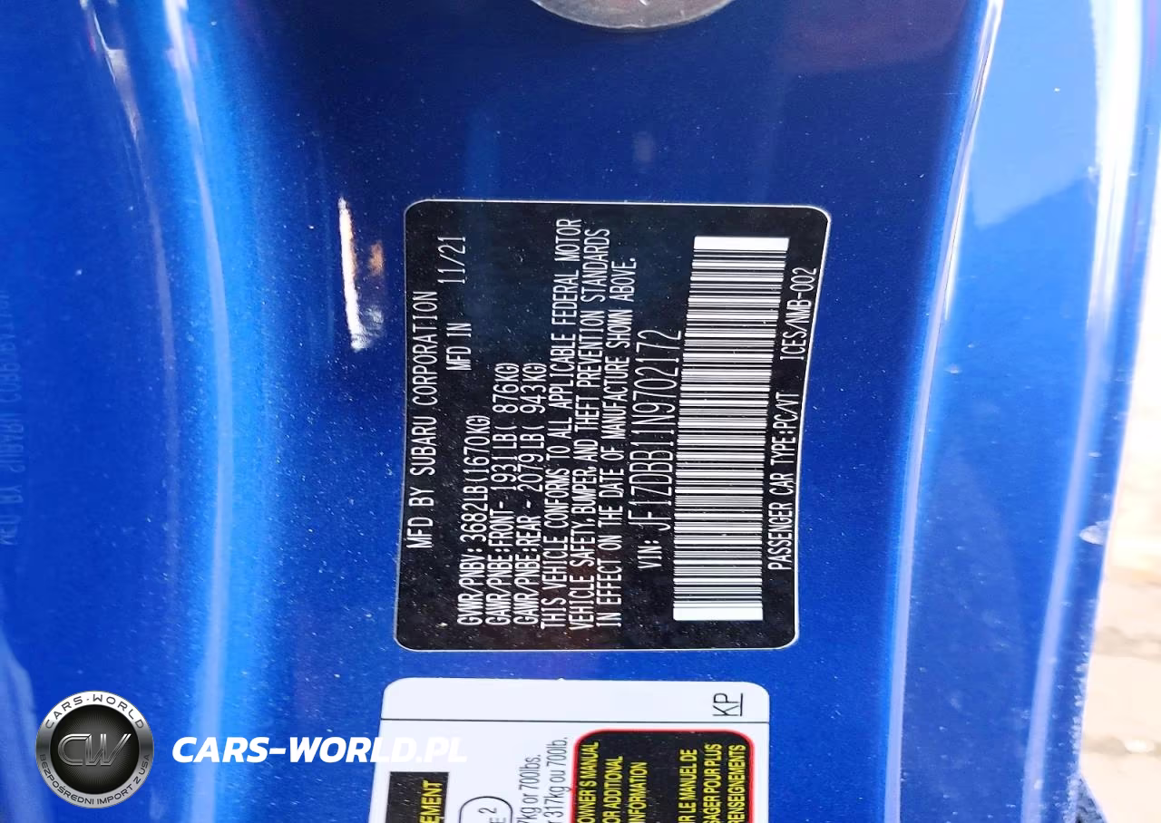 2022 Subaru Brz Premium VIN:JF1ZDBB11N9702172 - 12