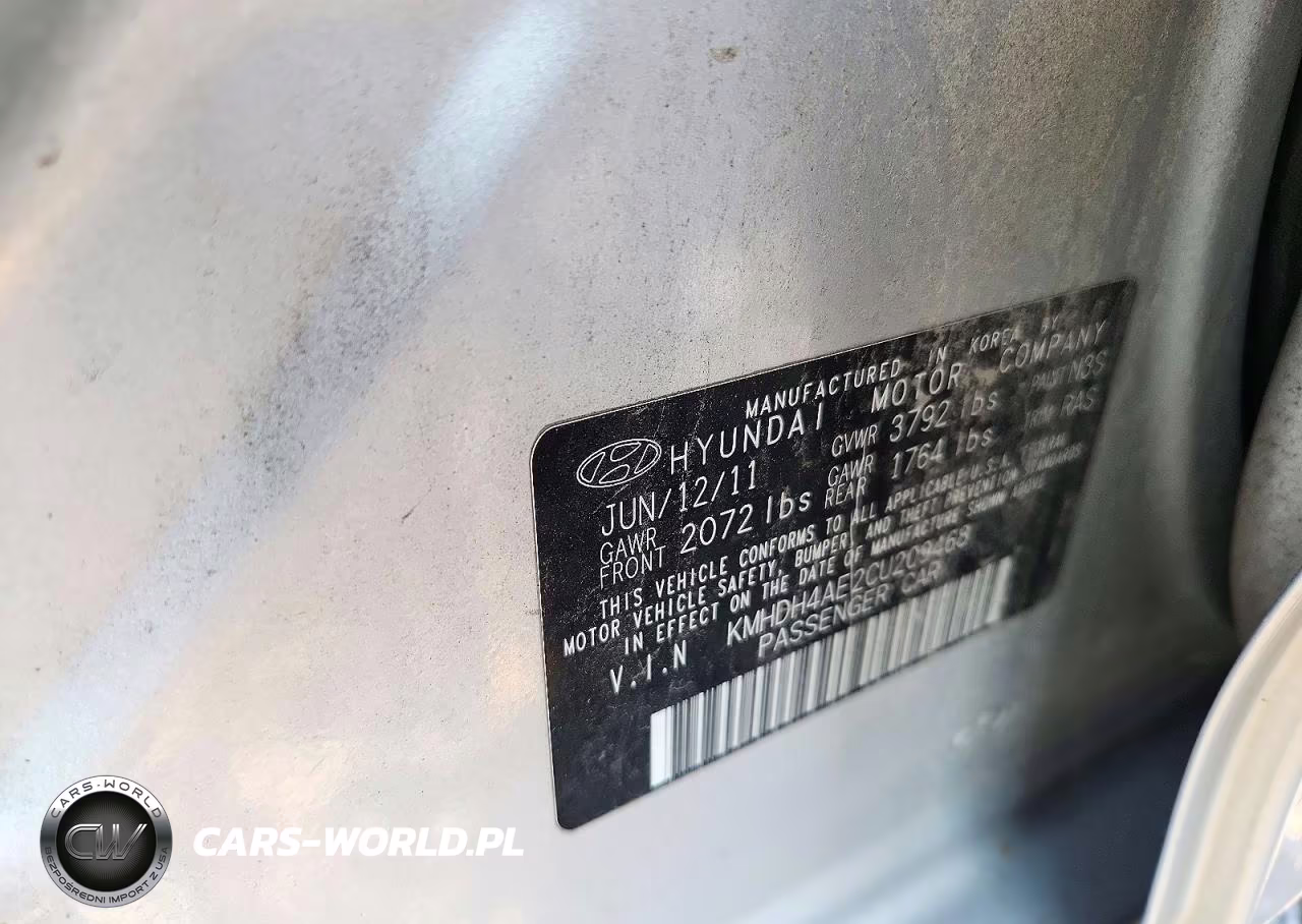 2012 Hyundai Elantra Gls VIN:KMHDH4AE2CU209468 - 12