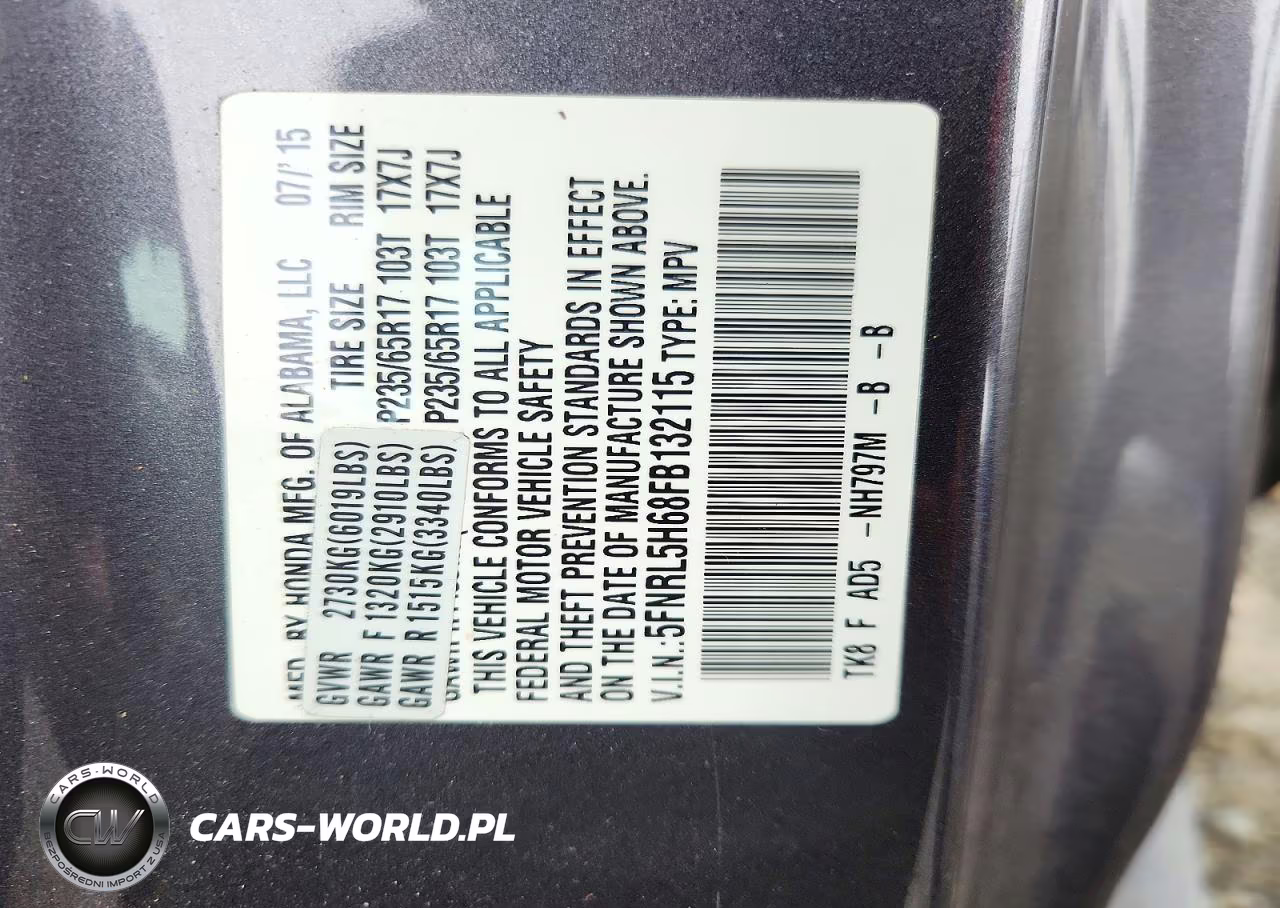 2015 Honda Odyssey Exl VIN:5FNRL5H68FB132115 - 14