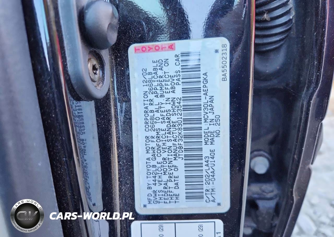 2003 Toyota Camry Xle V6 VIN:JTDBF32K830123542 - 12
