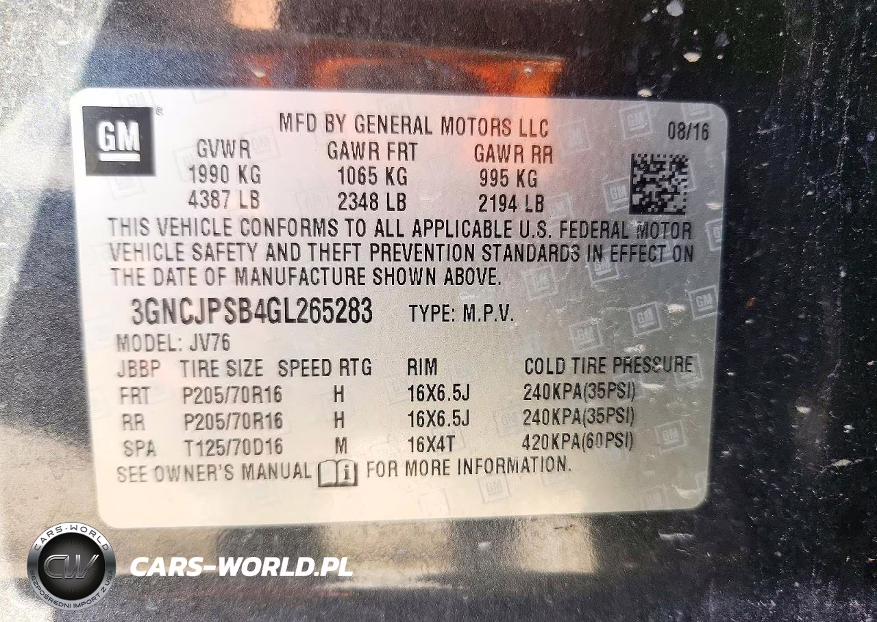 2016 Chevrolet Trax 1Lt VIN:3GNCJPSB4GL265283 - 12