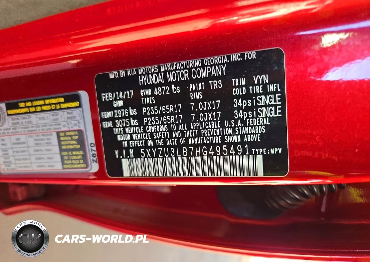 HYUNDAI SANTA FE S VIN:5XYZU3LB7HG495491 - 13