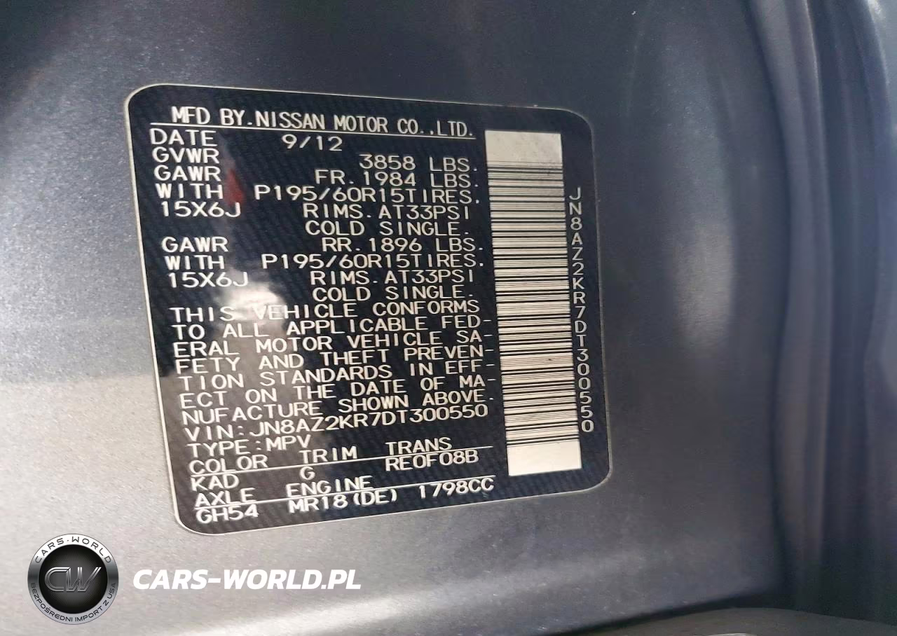 2013 Nissan Cube S VIN:JN8AZ2KR7DT300550 - 12