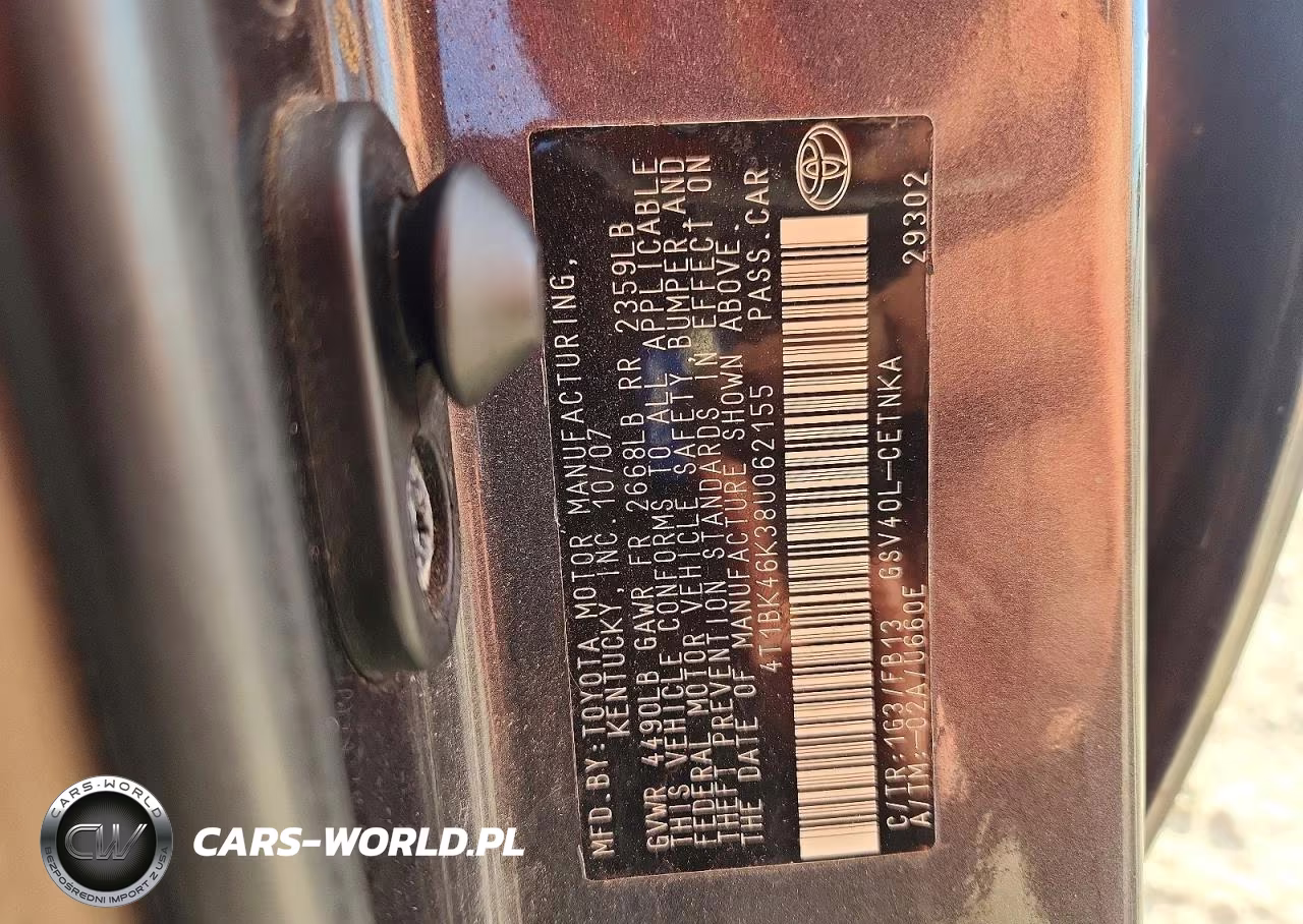 2008 Toyota Camry Le V6 VIN:4T1BK46K38U062155 - 13