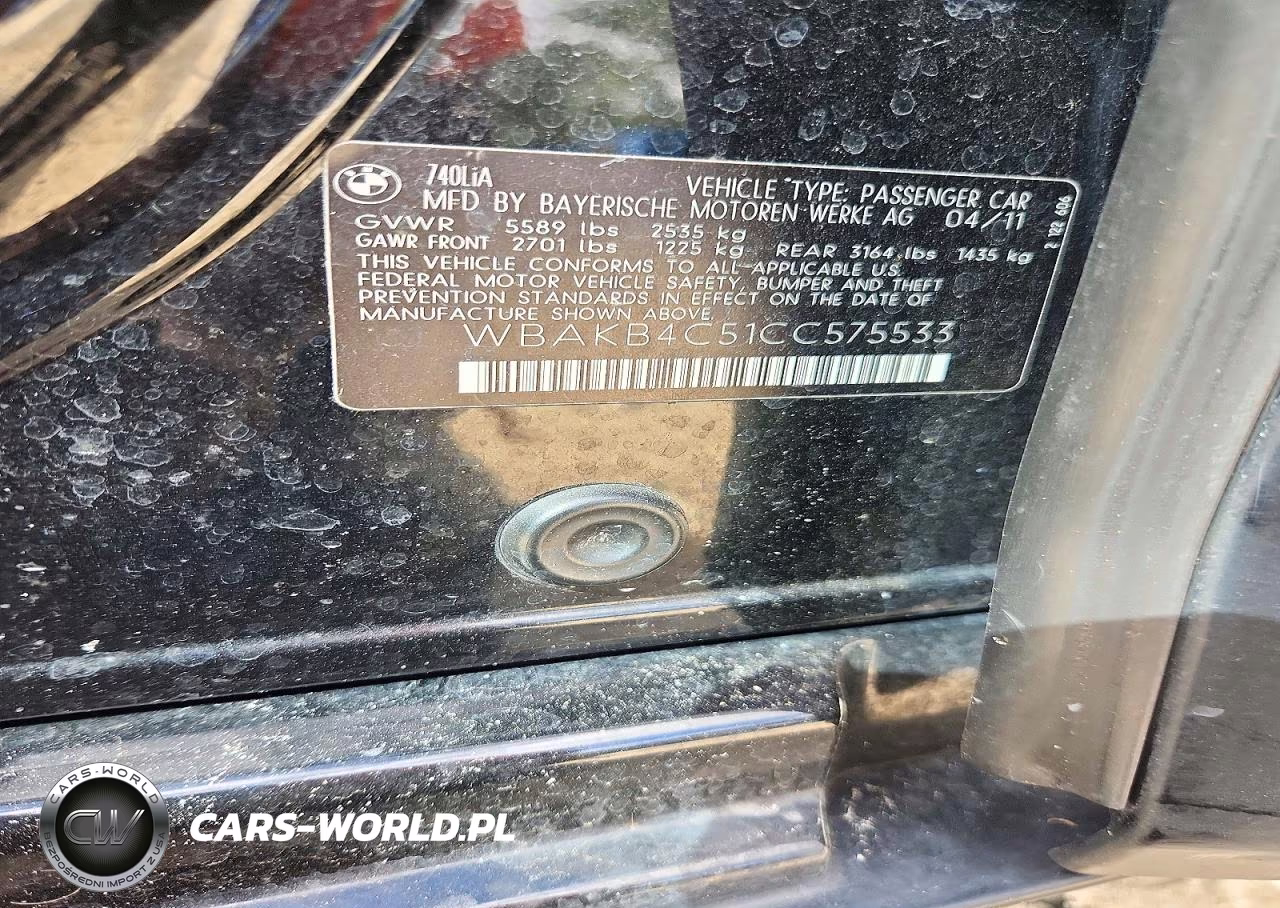2012 BMW 740 Li VIN:WBAKB4C51CC575533 - 12