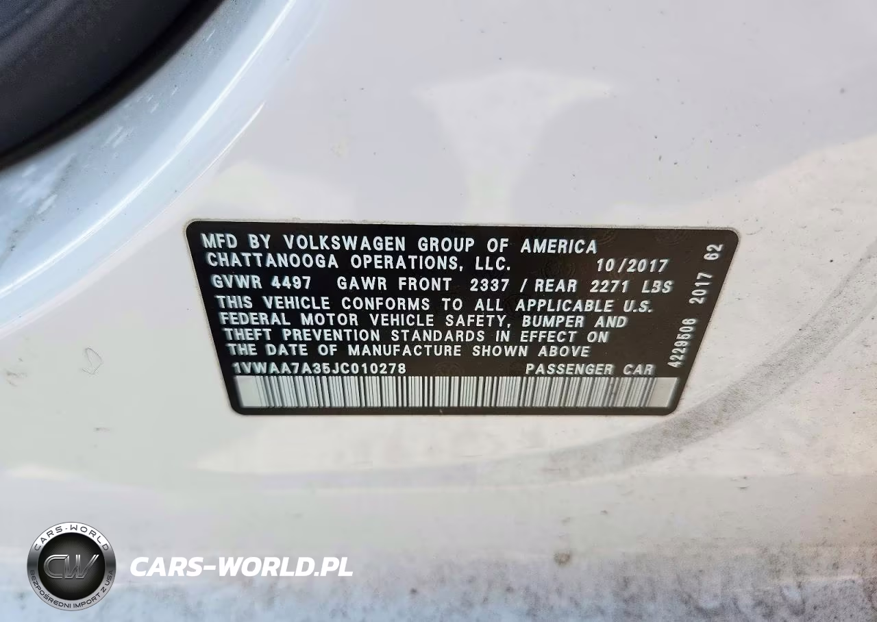 2018 Volkswagen Passat S VIN:1VWAA7A35JC010278 - 12