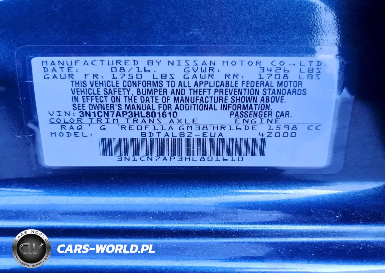 2017 Nissan Versa 1.6 Sv VIN:3N1CN7AP3HL801610 - 13