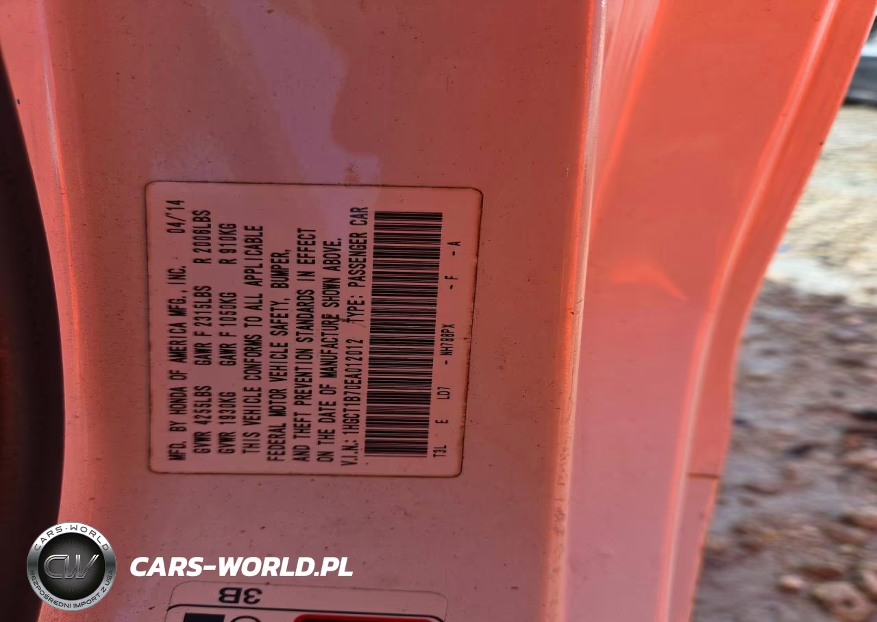 2014 Honda Accord Ex VIN:1HGCT1B70EA012012 - 12