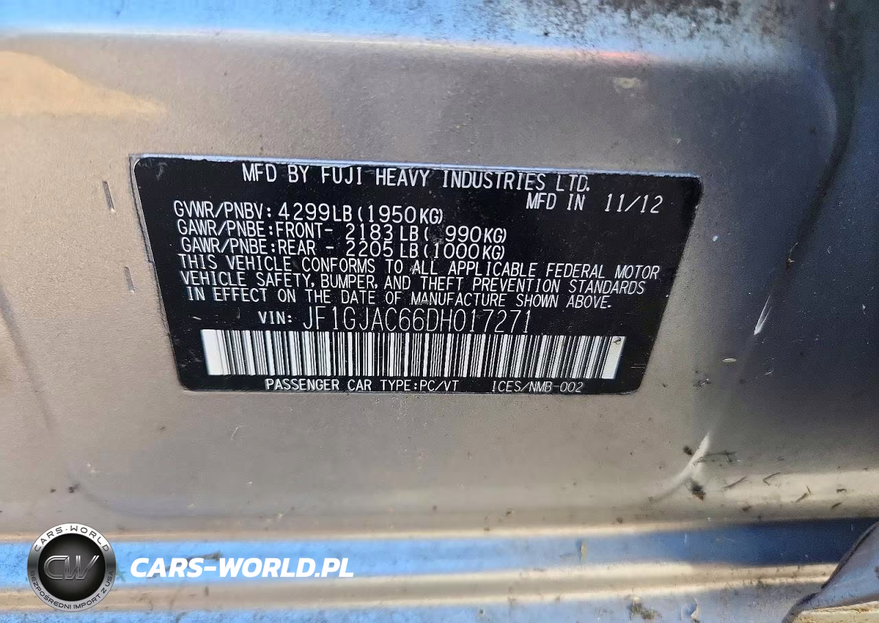 2013 Subaru Impreza Premium VIN:JF1GJAC66DH017271 - 12