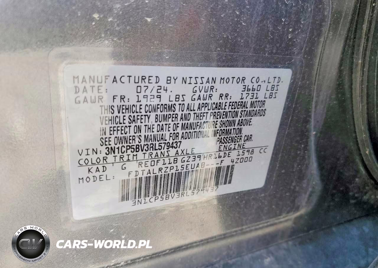 2024 Nissan Kicks S VIN:3N1CP5BV3RL579437 - 12