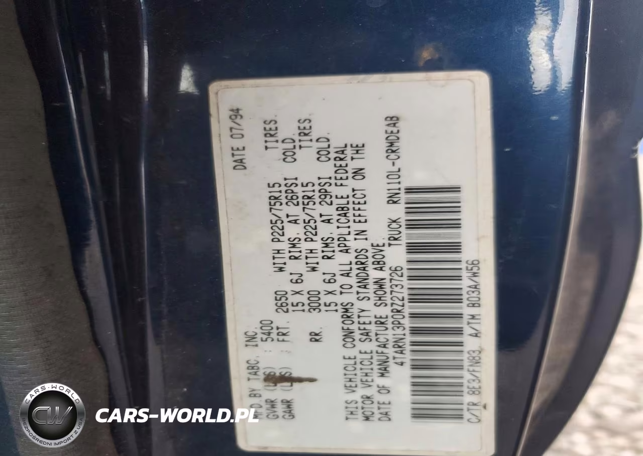 1994 Toyota Pickup Dx VIN:4TARN13P0RZ273726 - 12