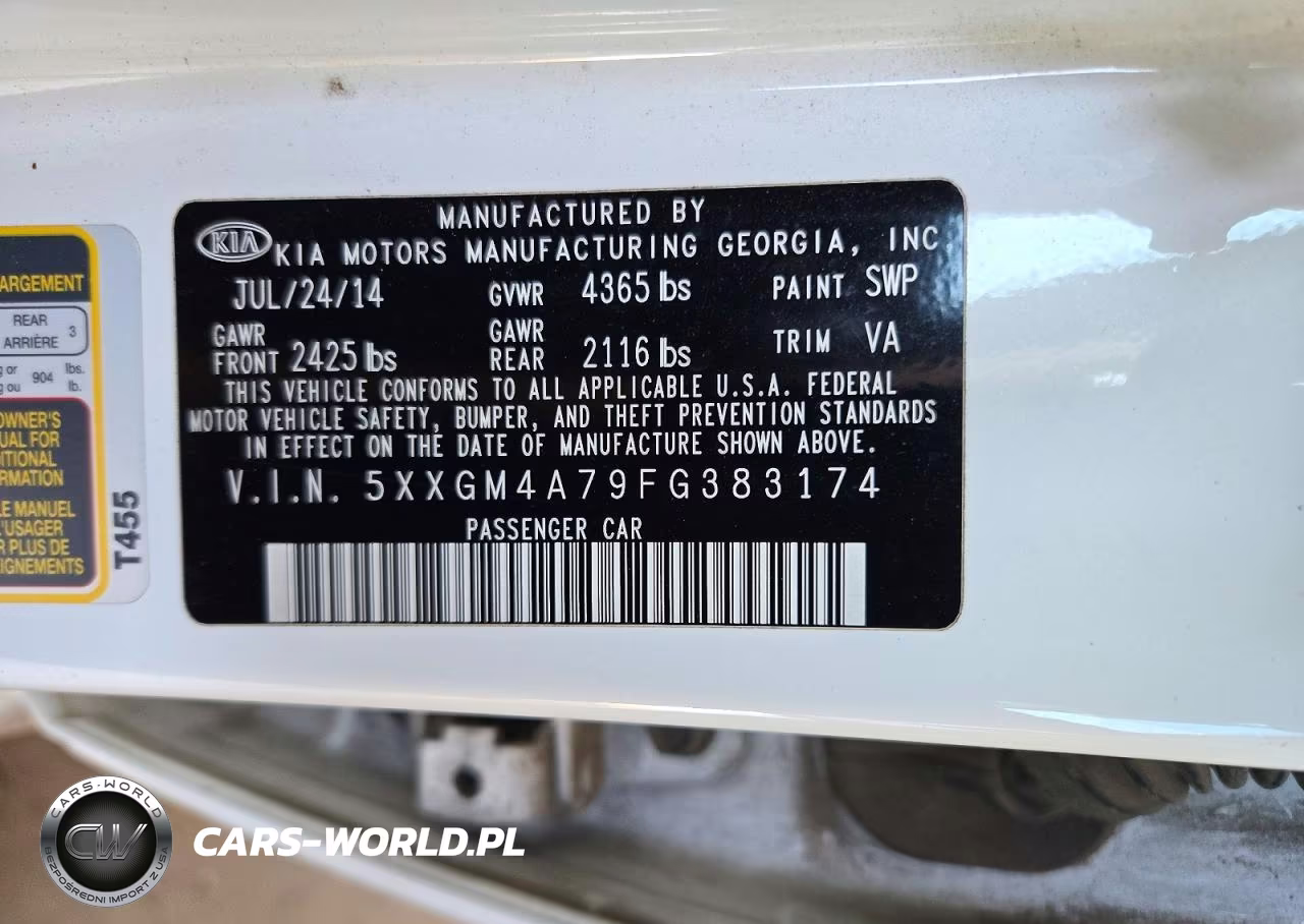 2015 Kia Optima Lx VIN:5XXGM4A79FG383174 - 12