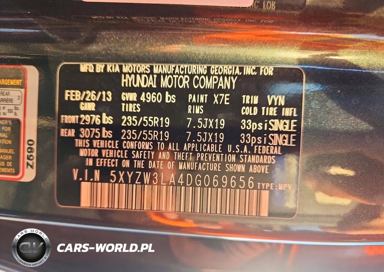 2013 Hyundai Santa Fe Sport 2.0T VIN:5XYZW3LA4DG069656 - 13