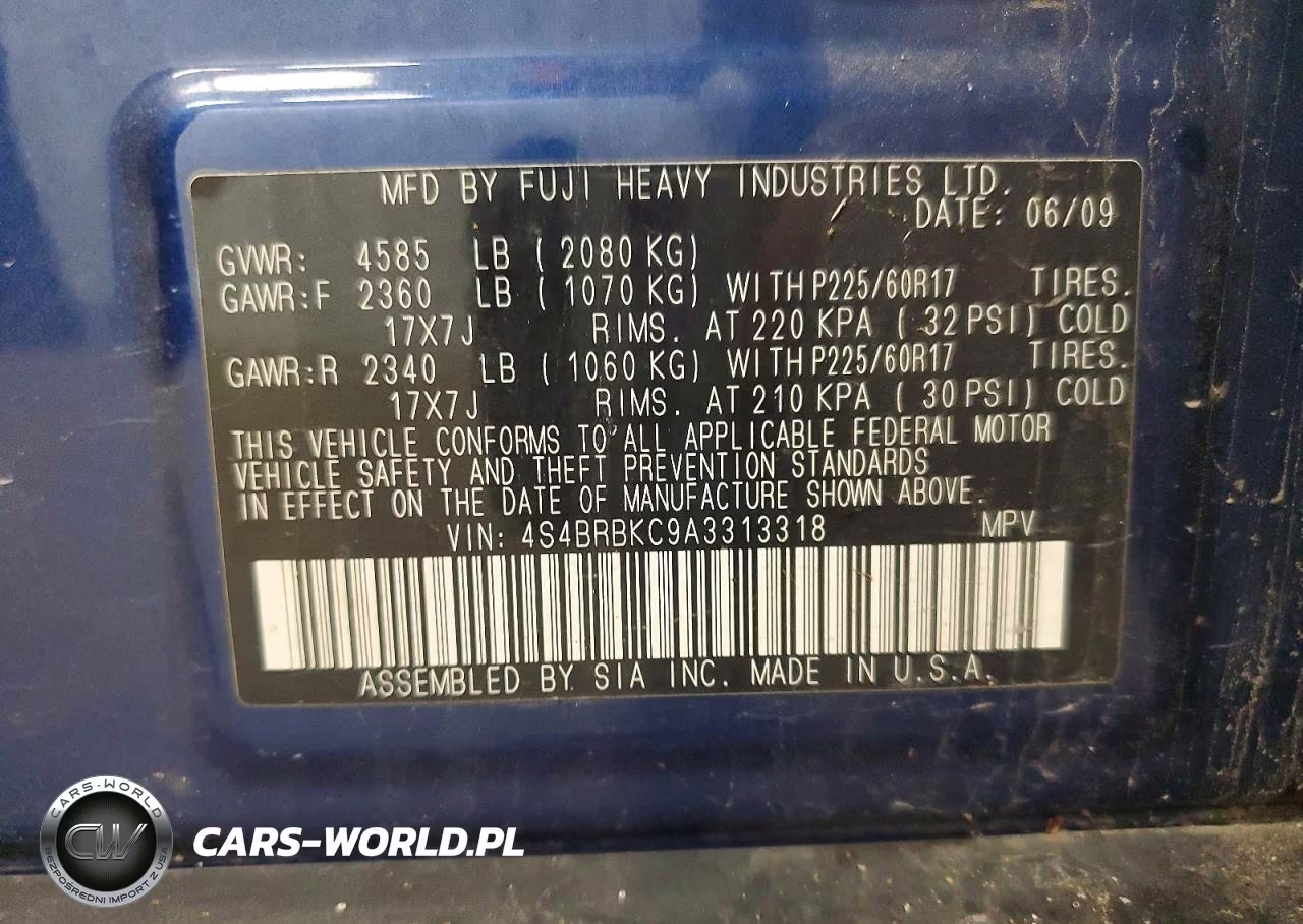 2010 Subaru Outback 2.5I Limited VIN:4S4BRBKC9A3313318 - 12