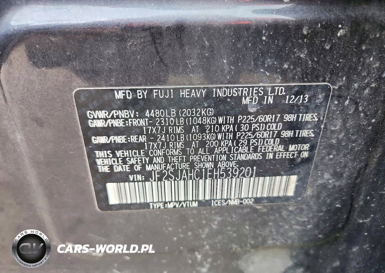 2014 Subaru Forester 2.5I Limited VIN:JF2SJAHC1EH539201 - 13