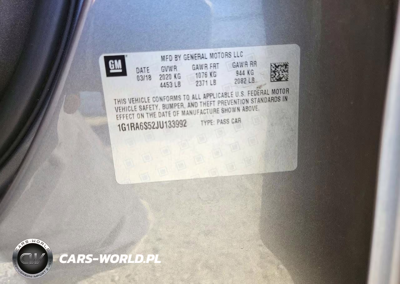 2018 Chevrolet Volt Lt VIN:1G1RA6S52JU133992 - 12