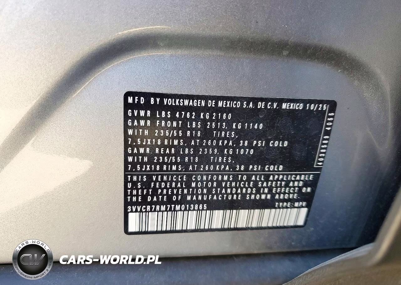 2026 Volkswagen Tiguan S VIN:3VVCR7RM7TM013865 - 13