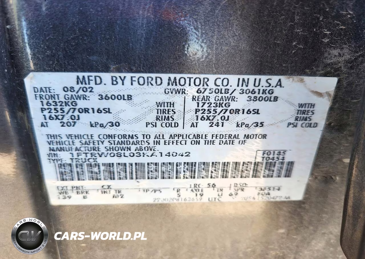 2003 FORD F150 SUPER VIN:1FTRW08L03KA14042 - 13