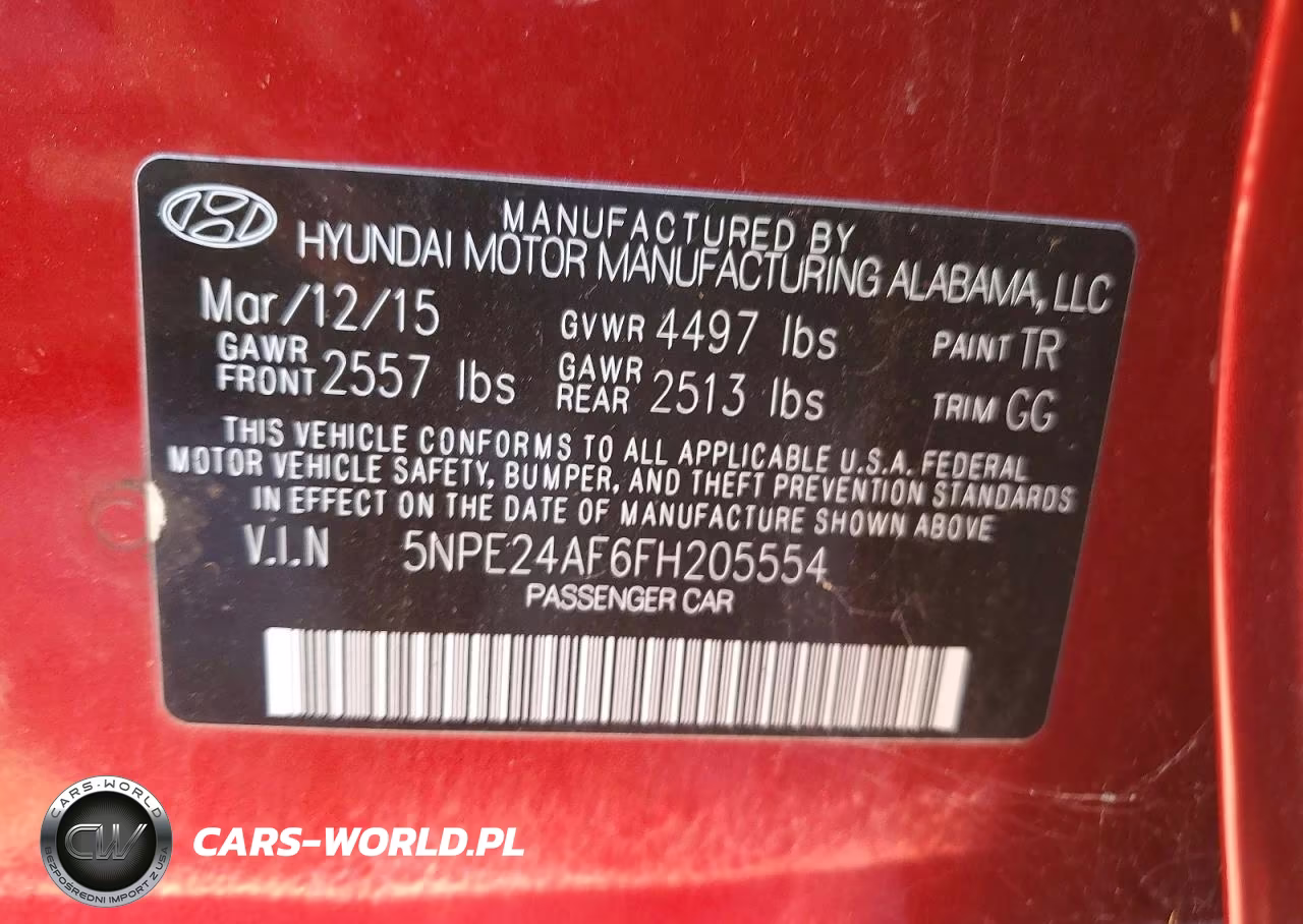 2015 Hyundai Sonata Se VIN:5NPE24AF6FH205554 - 12
