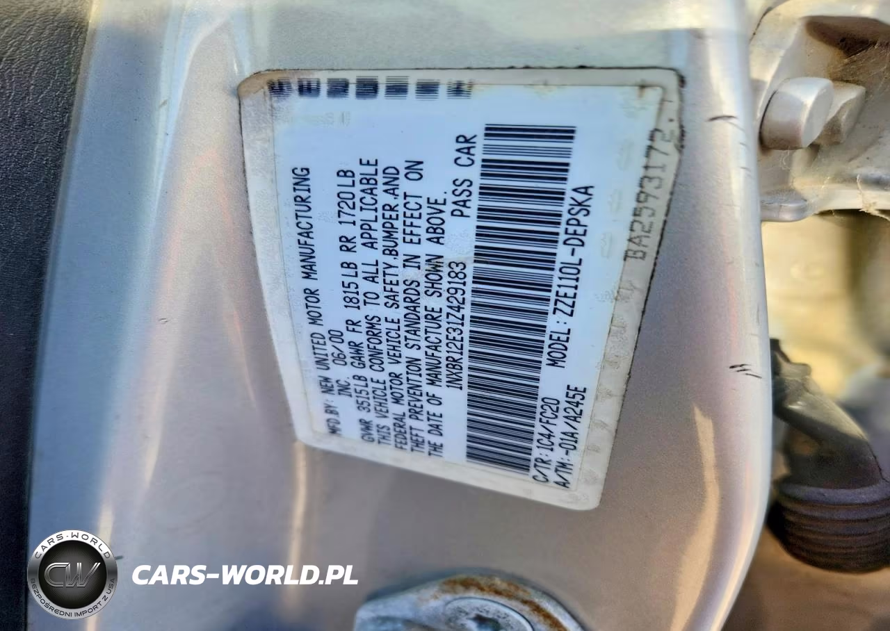 2001 Toyota Corola VIN:1NXBR12E31Z429183 - 12