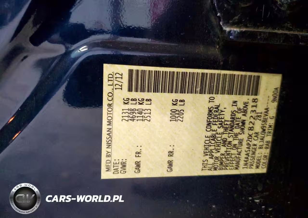 2013 Nissan Maxima S VIN:1N4AA5AP2DC822318 - 12