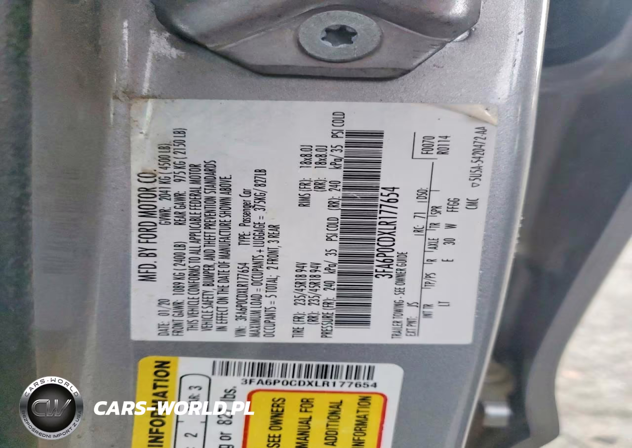 2020 Ford Fusion Sel VIN:3FA6P0CDXLR177654 - 12