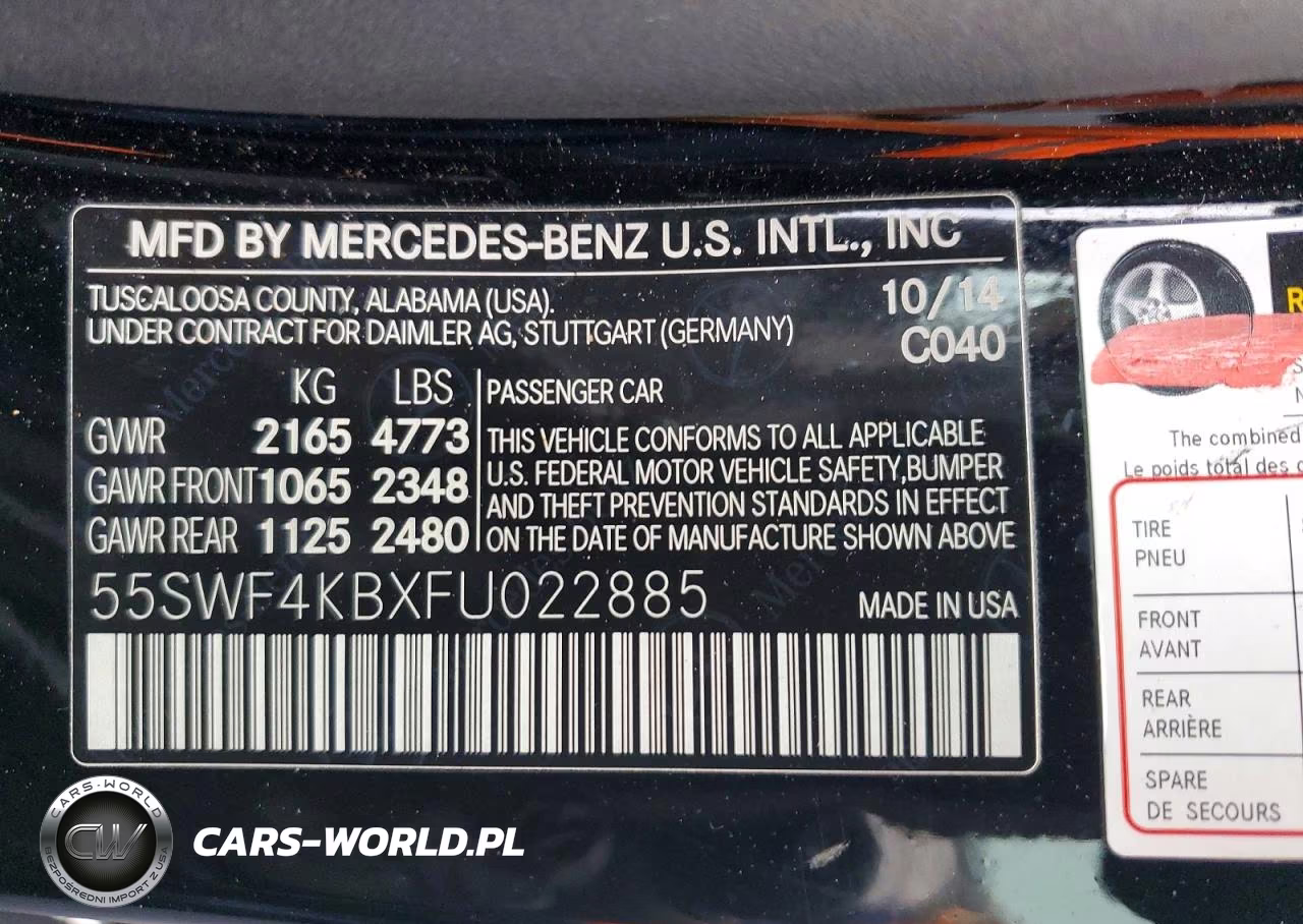 2015 Mercedes-Benz C 300 4Matic VIN:55SWF4KBXFU022885 - 12