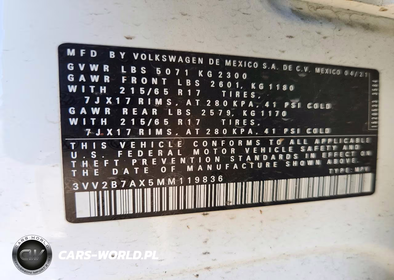 2021 Volkswagen Tiguan Se VIN:3VV2B7AX5MM119836 - 13