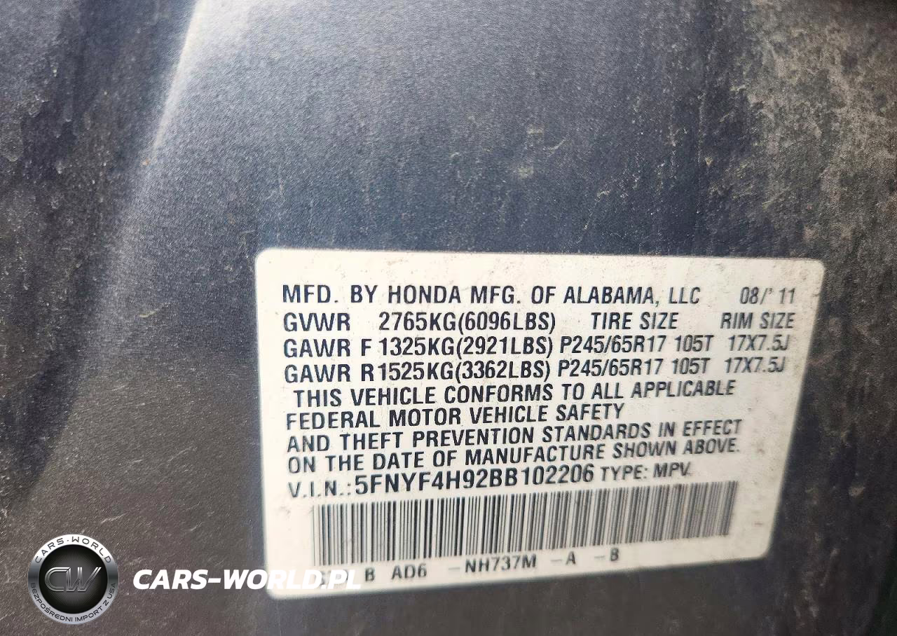 2011 Honda Pilot Touring VIN:5FNYF4H92BB102206 - 12