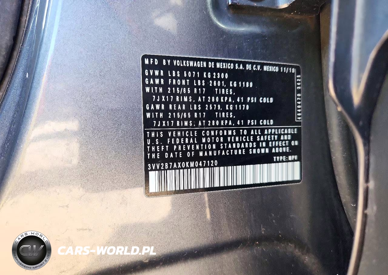 2019 Volkswagen Tiguan Se VIN:3VV2B7AX0KM047120 - 13