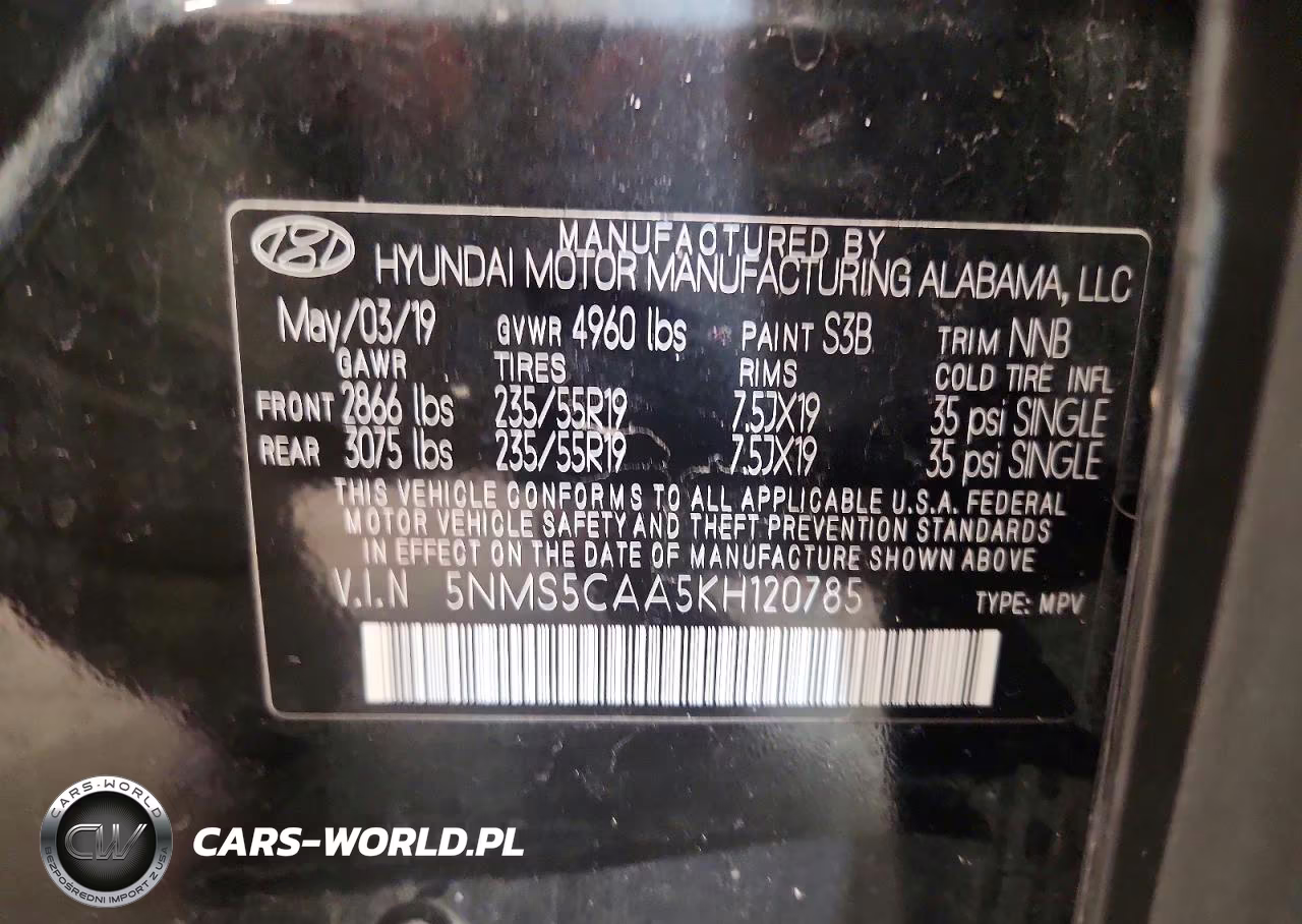 2019 Hyundai Santa Fe Ultimate 2.0T VIN:5NMS5CAA5KH120785 - 13