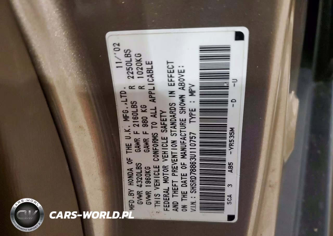 2003 Honda Cr-V Ex VIN:SHSRD78863U110757 - 13