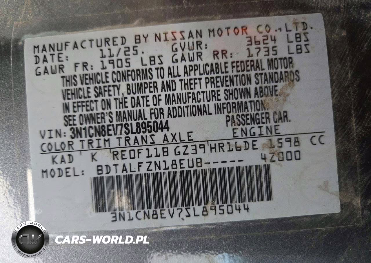 2025 Nissan Versa Sv VIN:3N1CN8EV7SL895044 - 12