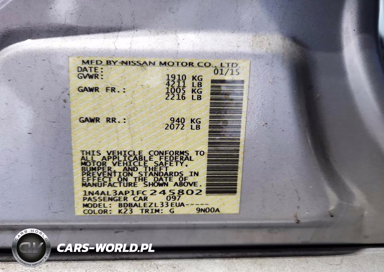 2015 Nissan Altima 2.5 S VIN:1N4AL3AP1FC245802 - 12