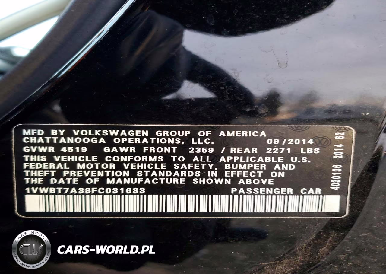2015 Volkswagen Passat Se VIN:1VWBT7A38FC031633 - 12