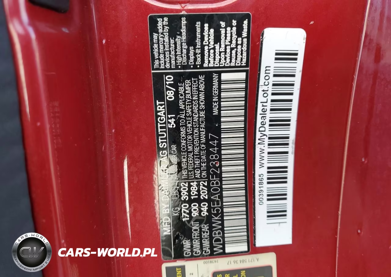 2011 Mercedes-Benz Slk 300 VIN:WDBWK5EA0BF238447 - 13