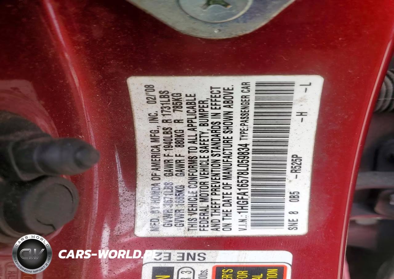 2008 Honda Civic Lx VIN:1HGFA16578L059834 - 12